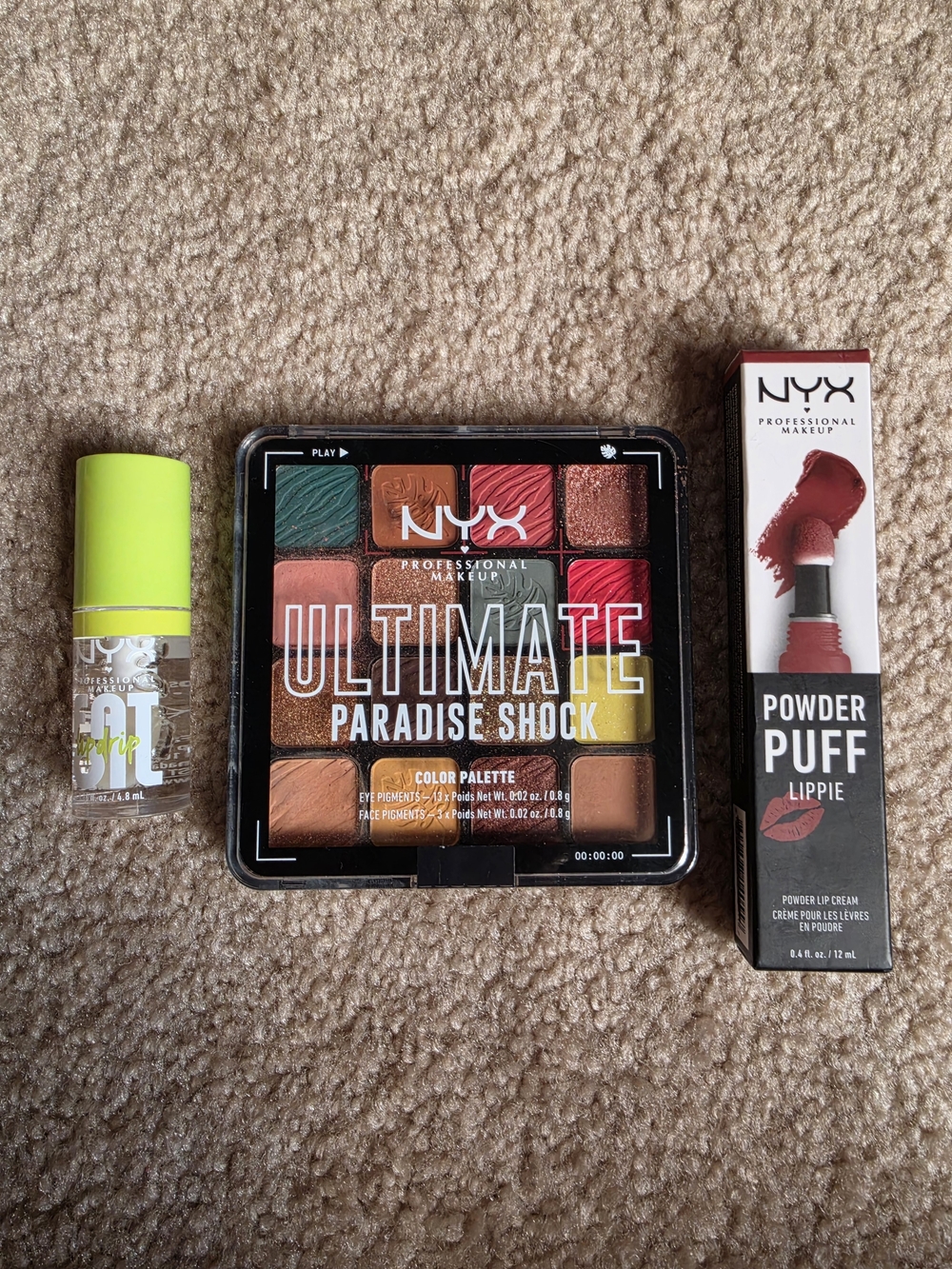 NYX Ultimate Paradise Shock Eyeshadow Palette, Fat Lip Oil & Lippie $45 NWT
